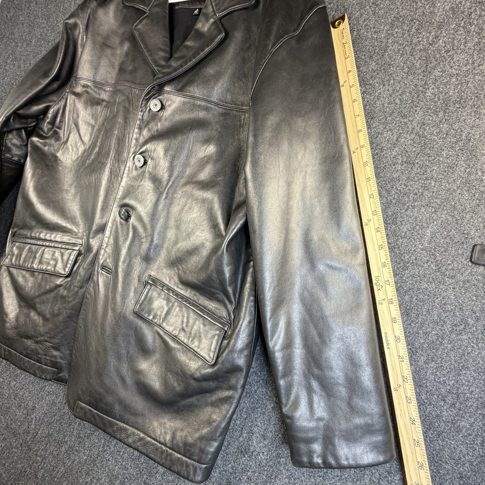 Brandon Thomas Genuine Lambskin Leather Jacket Mens XL Black Soft Button Coat - Picture 5 of 13